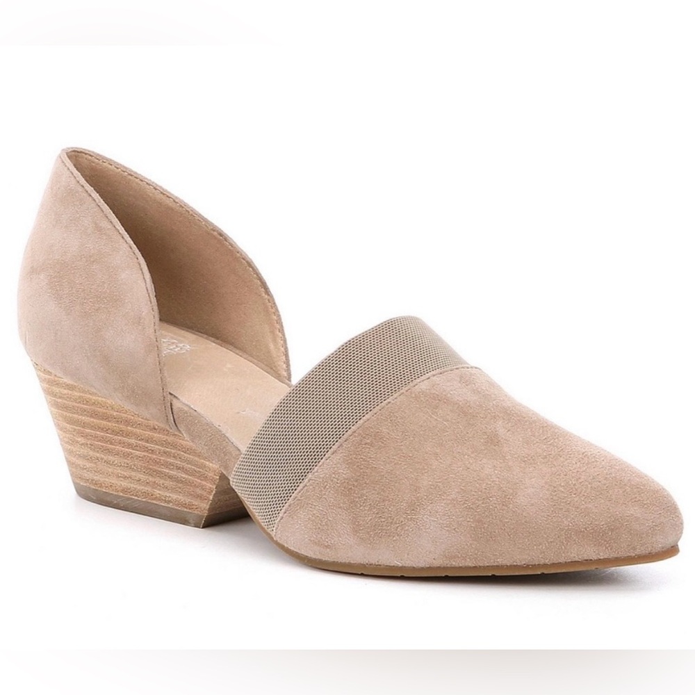 Eileen Fisher Beige Suede Block Heel Dress Shoe